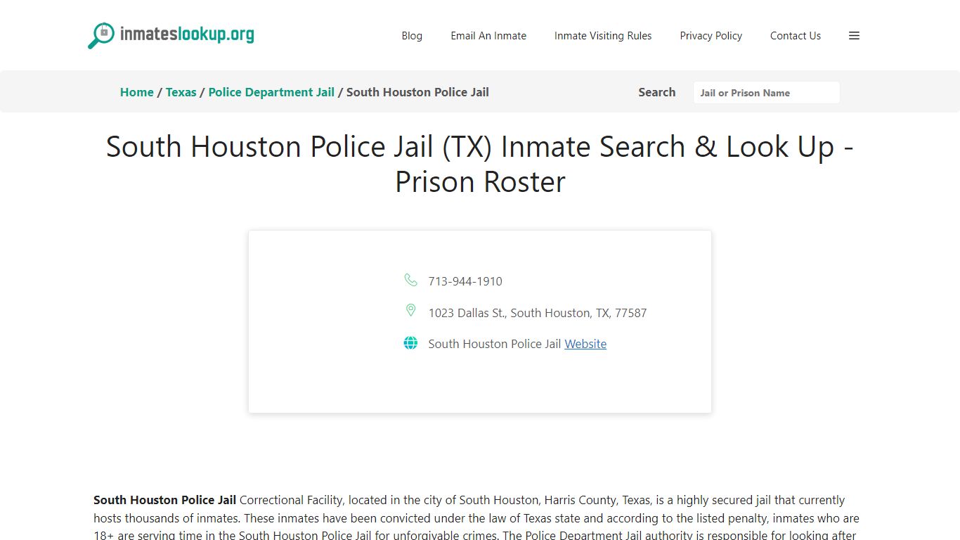 South Houston Police Jail (TX) Inmate Search & Look Up - Prison Roster